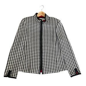 St. John Collection Women's Houndstooth Knit Jacket Black Size 8